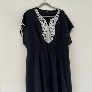 Black Dress with White Lace Detail